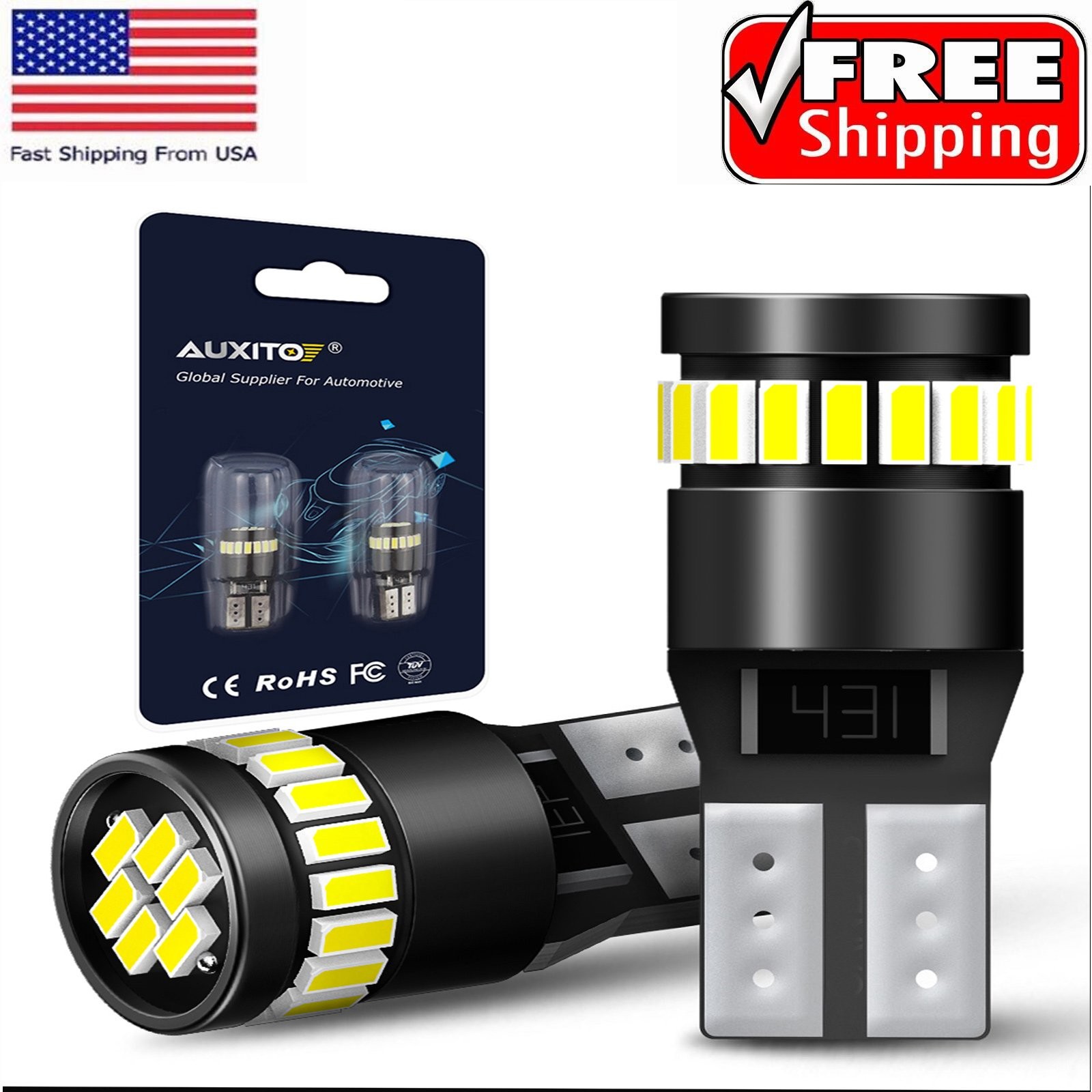2/4/6X T10 LED License Plate Light Car Interior Bulbs White 168 2825 194 W5W