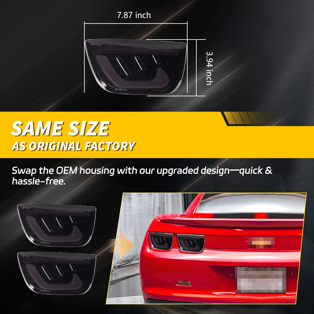 4PCS Smoked Lens Red LED Rear Tail Brake Light Lamps For 2010-2013 Chevy Camaro