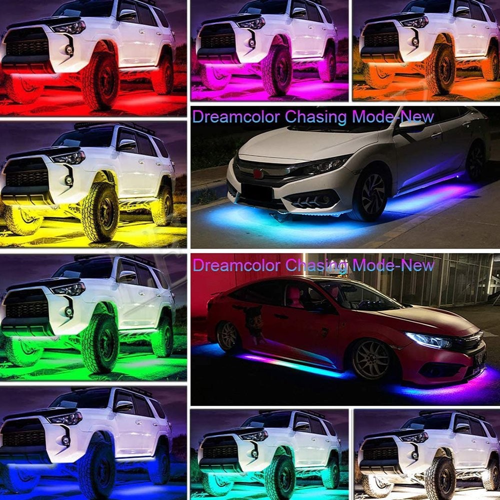 1-10X 6-in-1 RGB Under Strip Light Strip LED Neon Tube UndergLo Underbody System
