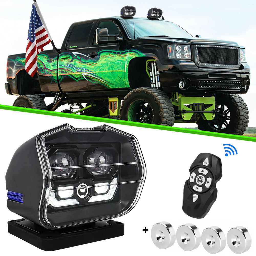 LED Searchlight Wireless for Offroad Truck Marine 360° Remote Control Spotlight