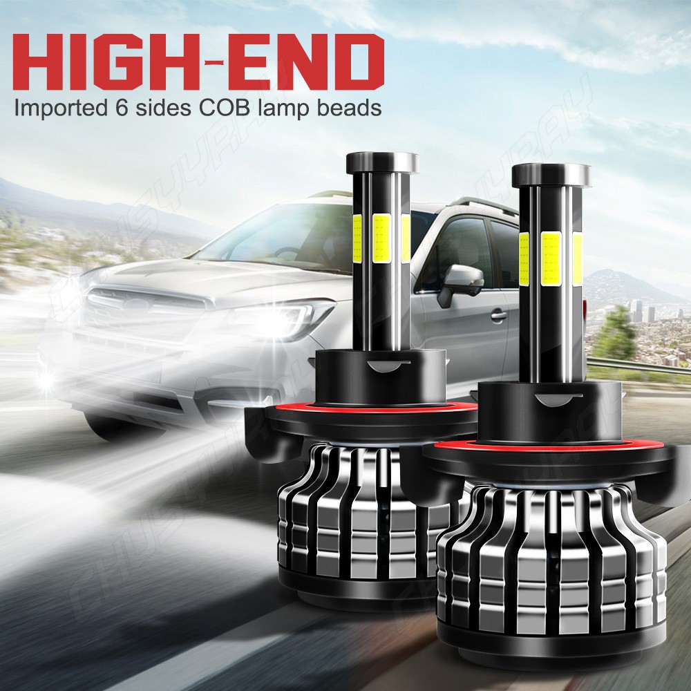 Pair H13 9008 LED Bulbs High Low Beam 6000K 100W Conversion Kits Bright White