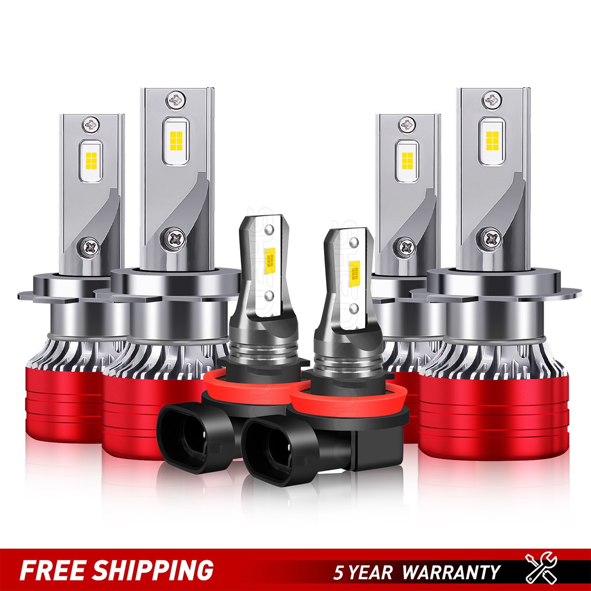 H7 H7 H11 6X 6000K LED Headlight Fog Light Bulbs For Mercedes Benz GL450 2007-12