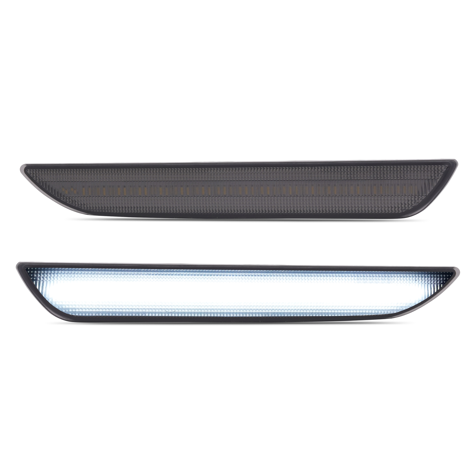 2PCS White LED Side Marker Lights Rear For Ford Mustang 2015-2023 Smoked Lens