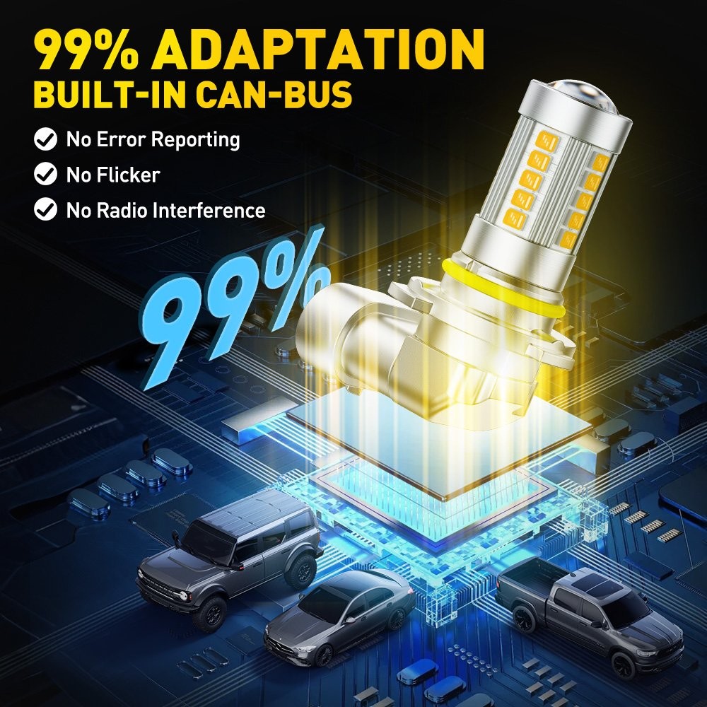 AUXITO 9006 LED Headlight Bulb Low Beam Fog Light CANBUS 3000K GOLDEN YELLOW H