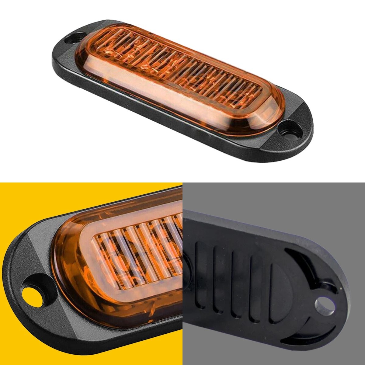 4pcs 4-LED Side Amber Marker Lights Clearance Light Turn Trailer Signal Lamp