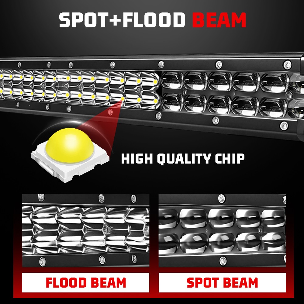 Dual Row 15″20″24″28″33″42″48″ LED Light Bar Spot Flood Combo Truck 4WD Offroad