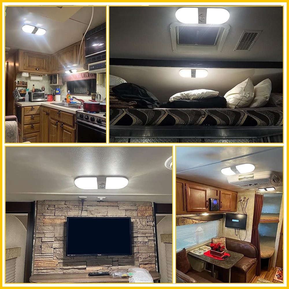 Dimmable 1700LM 3 Color Light Interior 12V24V Ceiling 120Led Dome Lamp RV Camper