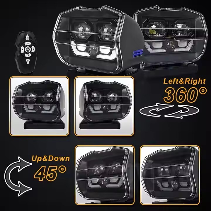 60W Searchlight 360 Degree Rotating Wireless Remote Control For Auto Moto roof