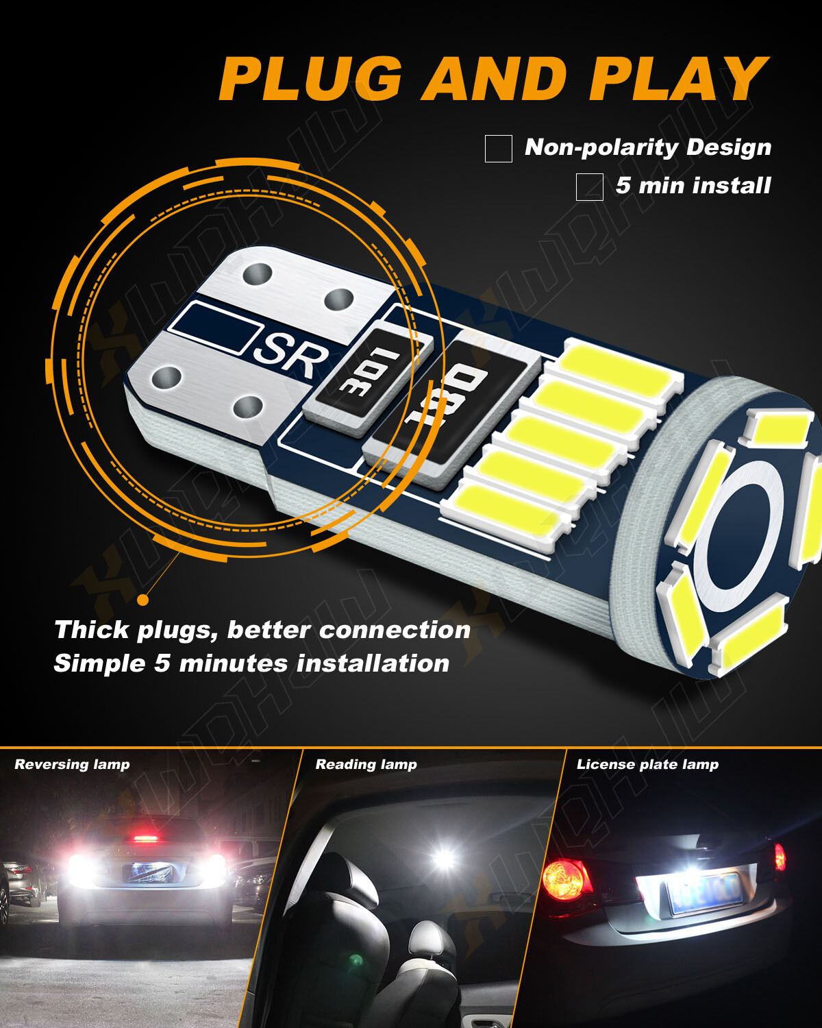 Pure White LED Inner Tail Light Bulb Super Bright 2825 168 192 194 175 2821 T10