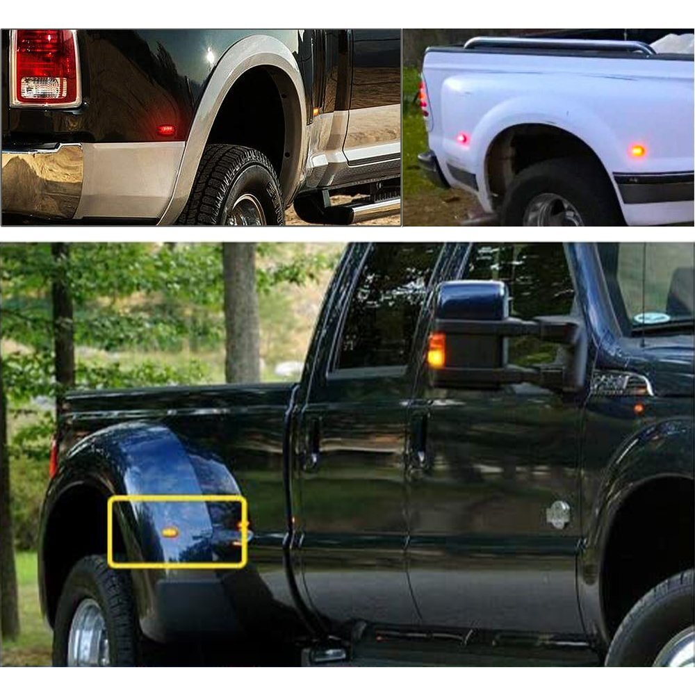 4PCS Amber/Red Side Fender Marker Dually Bed LED Light For 99-10 Ford F350 F450