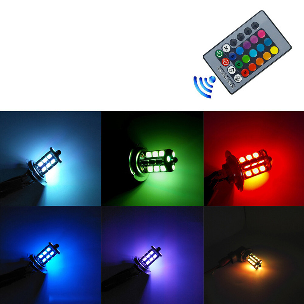 2pcs H8 H9 H11 LED Fog Light Bulbs 16 Color Changing RGB Remote High Power Lamp