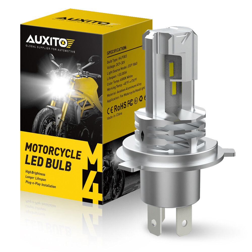 AUXITO H4 9003 HB2 H1S 6000LM Motorcycle LED Headlight Kit High Low Beam Bulb