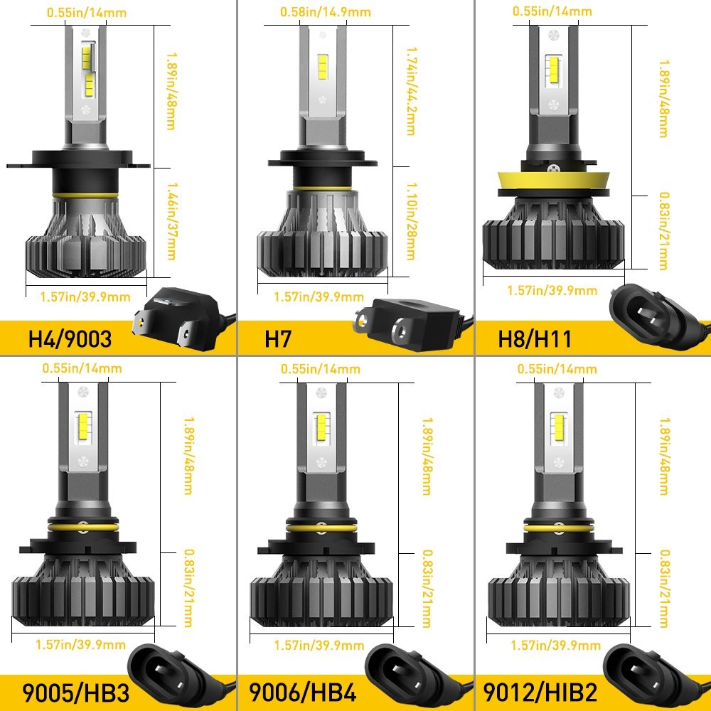 B3 AUXITO 9005 9006 H11 9007 H4 9012 LED Headlight Bulbs 16000LM High Power 36W