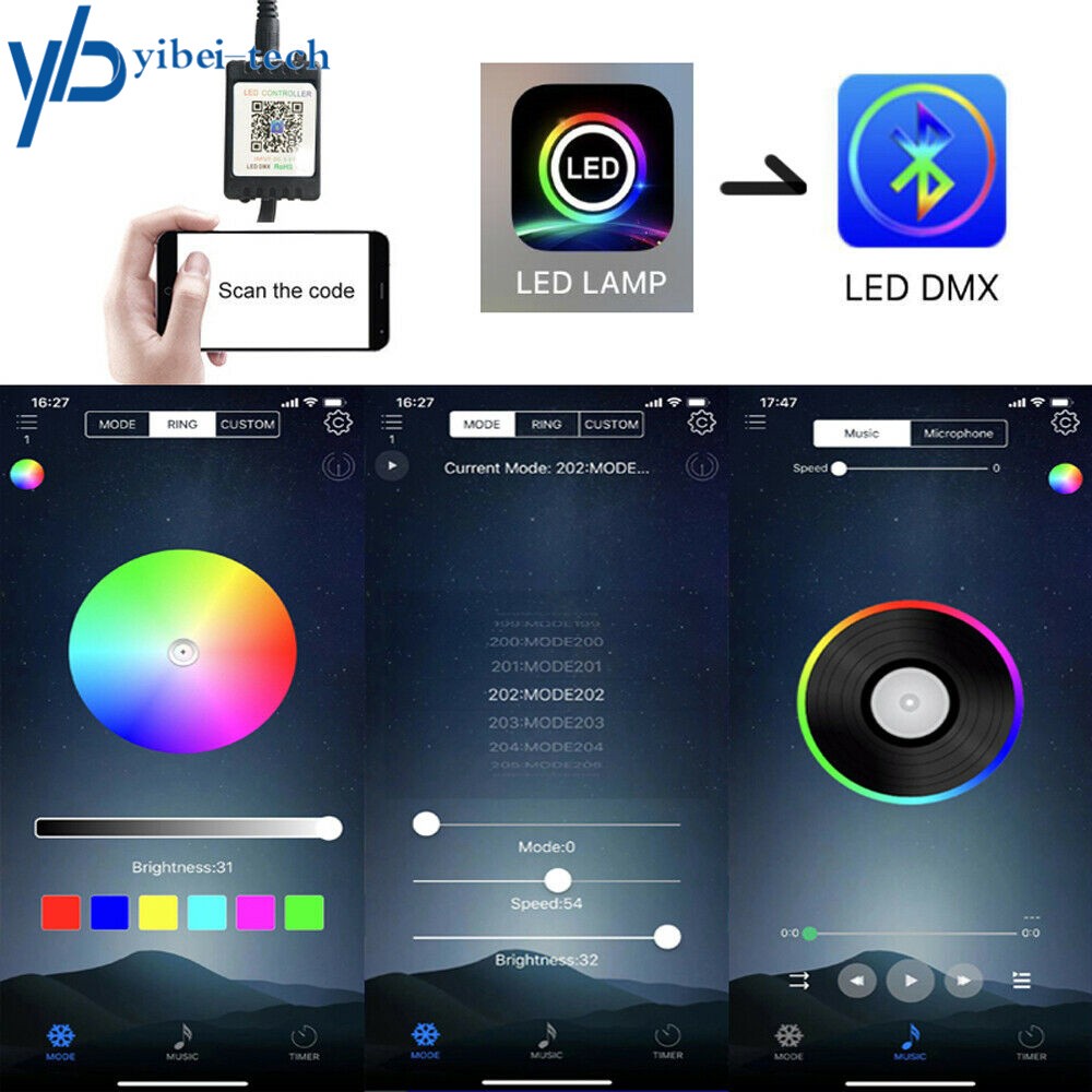 RGB Dreamcolor Led Car Underglow Lights Music Bluetooth App Remote Control Strip