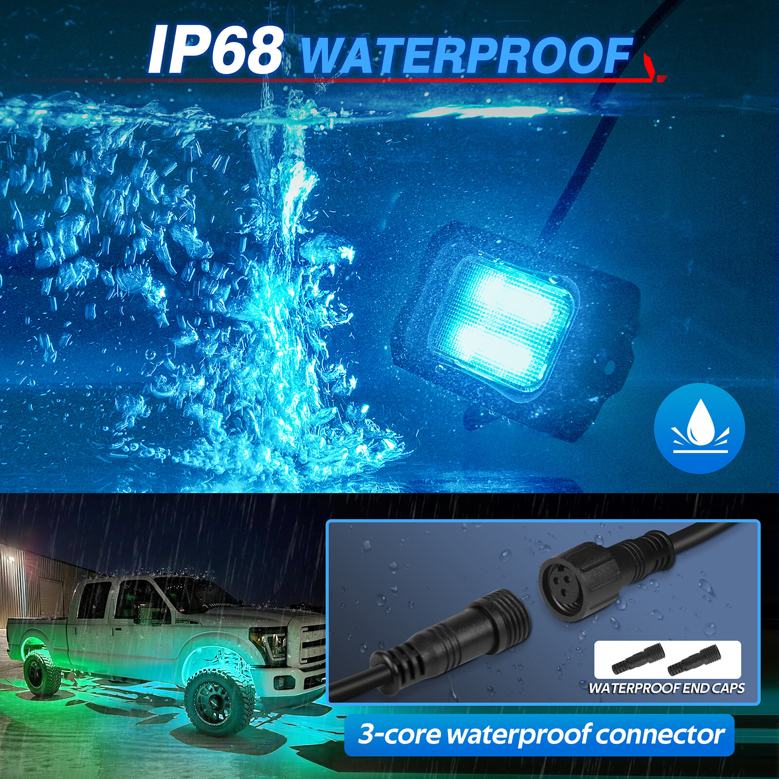 8/10/12 Pods RGB LED Rock Lights Offroad Truck APP Underbody Underglow Neon Kit