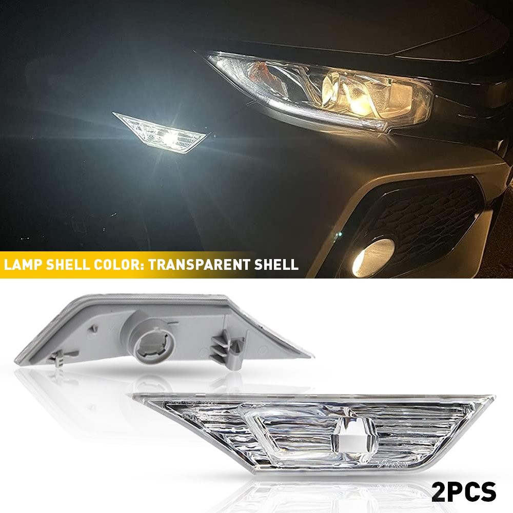 Front Left+Right Side Marker Light With bulb(s) Fits 2016-2021 Honda Civic 2PCS