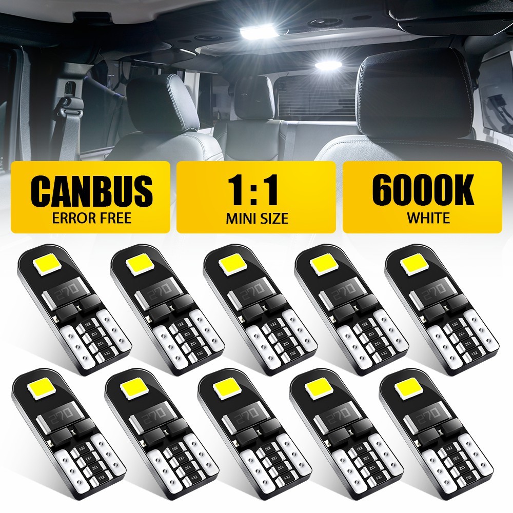 10PCS T10 194 168 902 LED Interior Light Bulbs Super Bright Canbus White 2835SMD