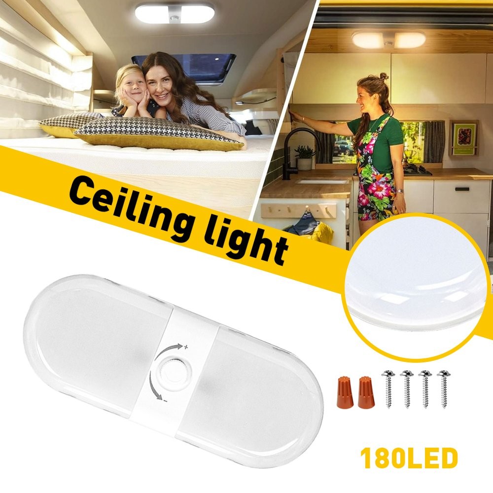 Dimmable 1700LM 3 Color Light Interior 12V24V Ceiling 120Led Dome Lamp RV Camper