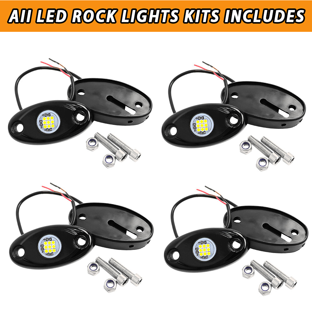 20x White LED Rock Light 4Pods Lights Fit Jeep Off Road Truck Car ATV Under Body