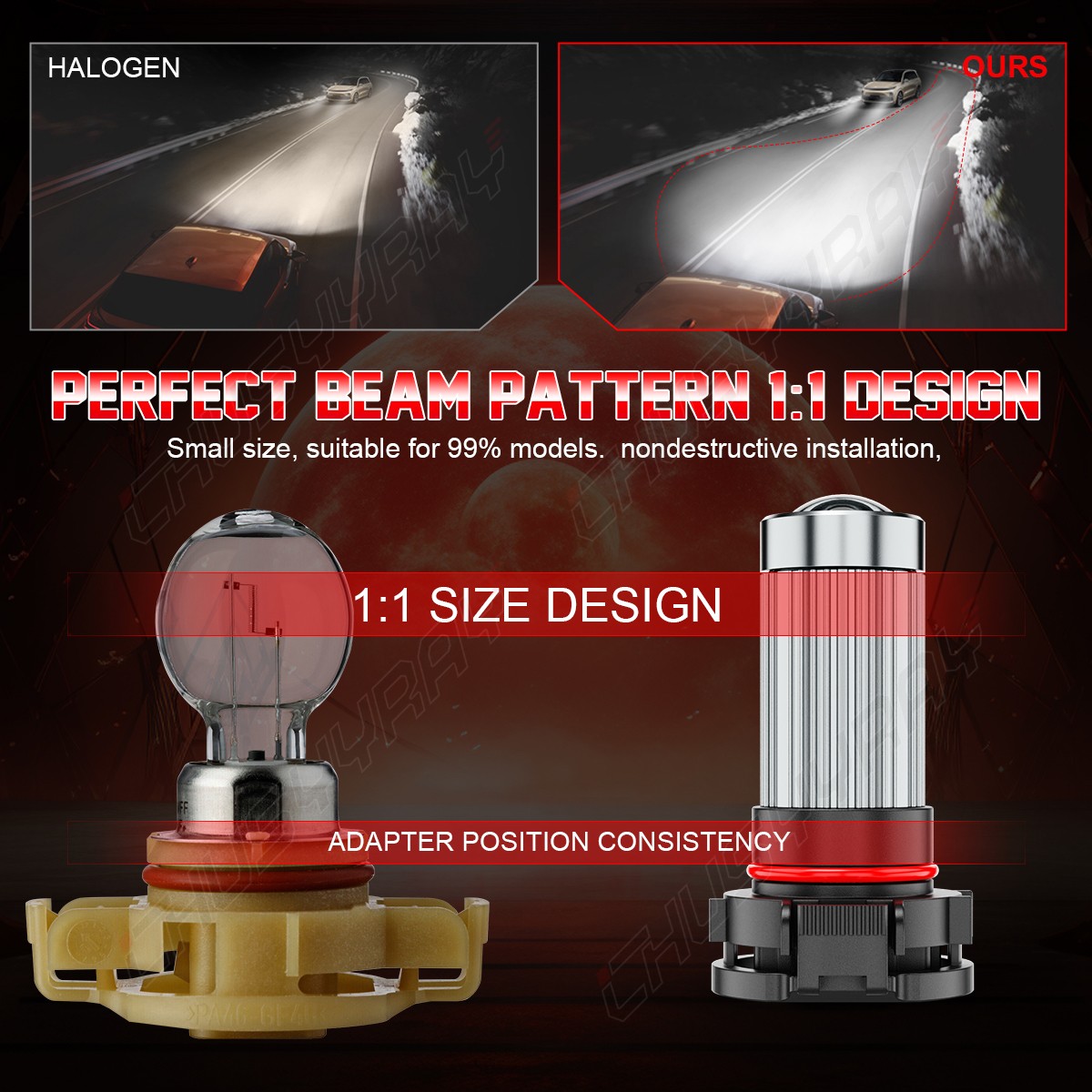 For Cadillac Escalade 2007-2014 LED Fog Light Bulbs Replace Kit White 6000K