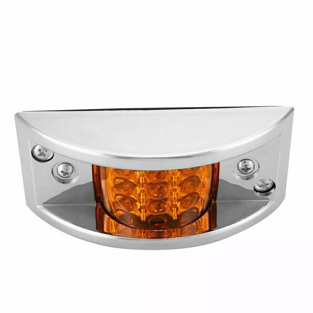 10x Amber 12 LED Curve Sealed Chrome Side Marker Truck Trailer Clearance Lights