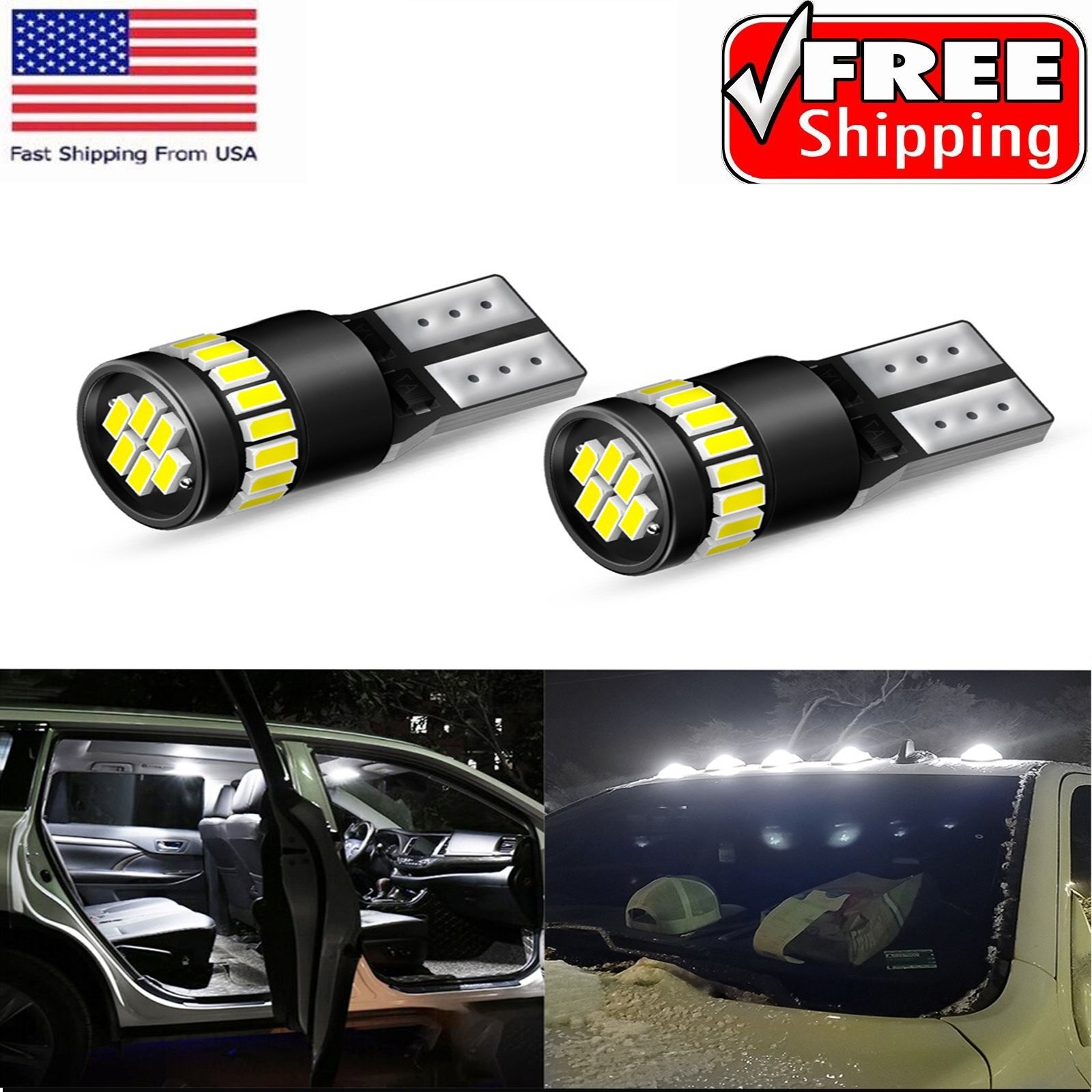 2/4/6X T10 LED License Plate Light Car Interior Bulbs White 168 2825 194 W5W