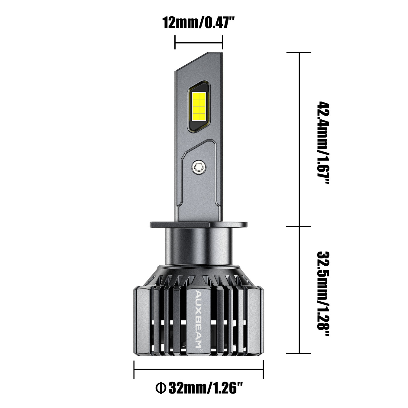 AUXBEAM F15 H1 CANBUS LED Headlight High or Low Beam Bulbs Conversion Kit 6500K
