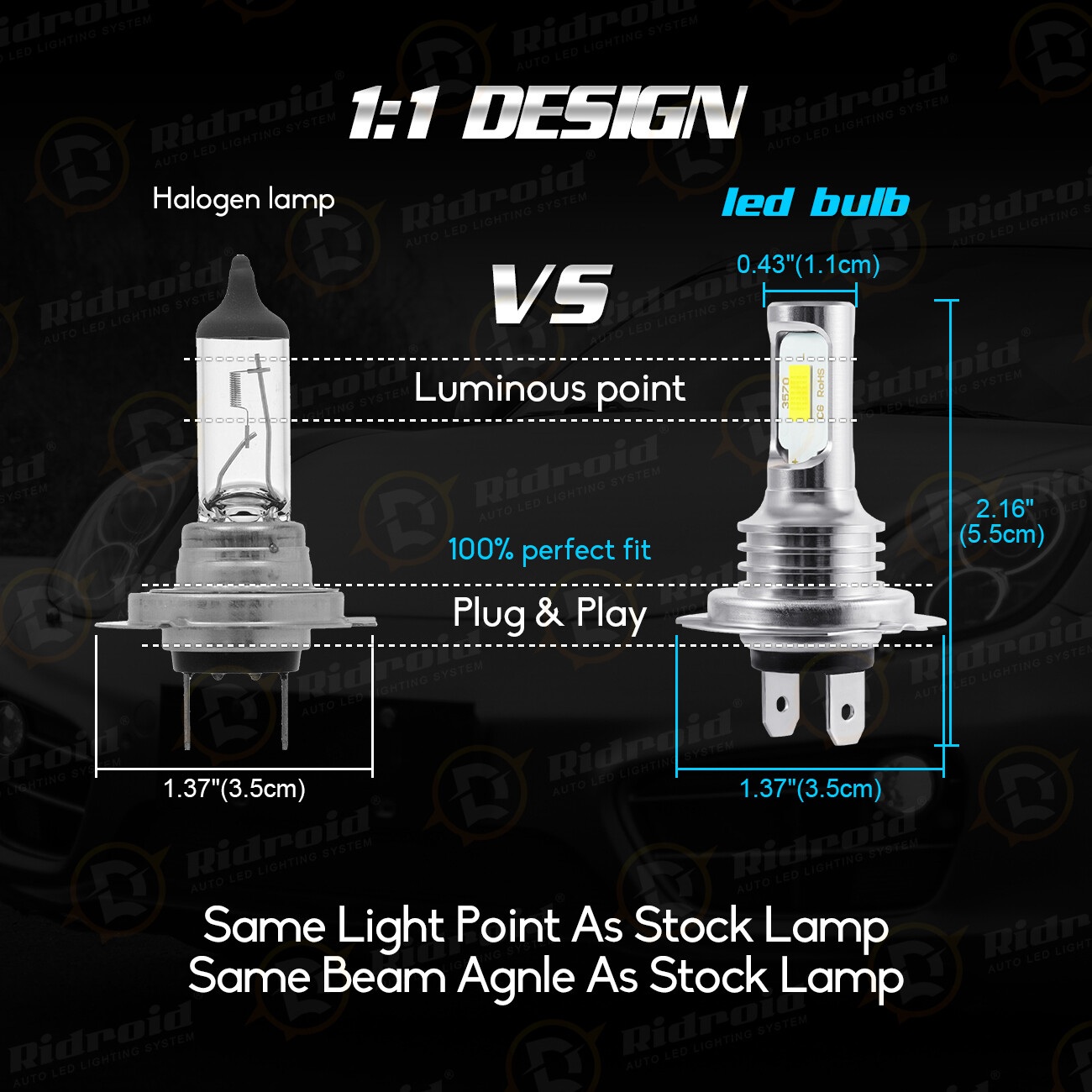 200W 8000LM H7 LED Headlight Kit Bulbs High-Low Beam Bulb 6500K Lamp White