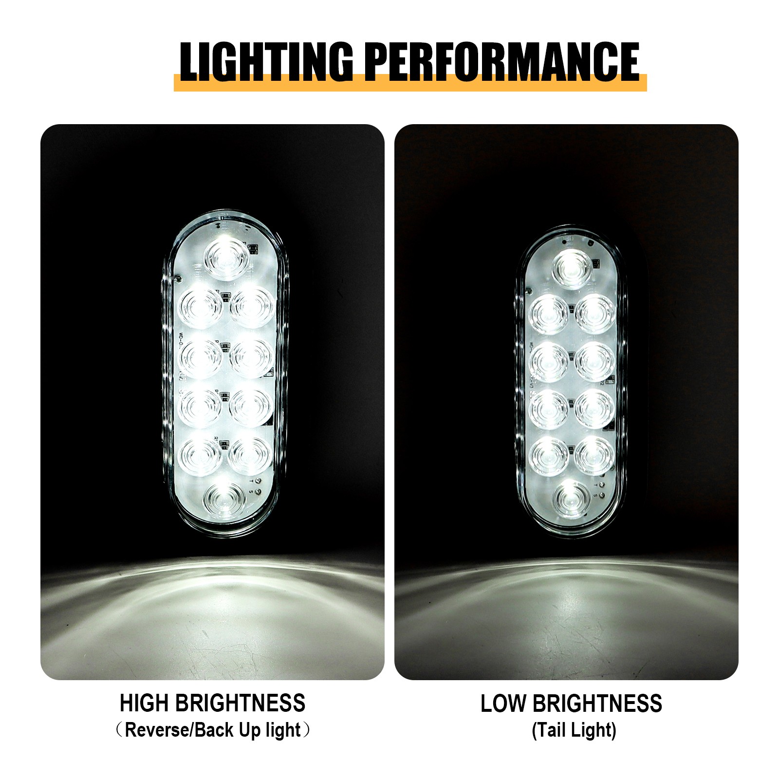 White 6″ Oval Trailer Lights 10 LED Stop Turn Tail Truck Sealed Grommet Plug DOT