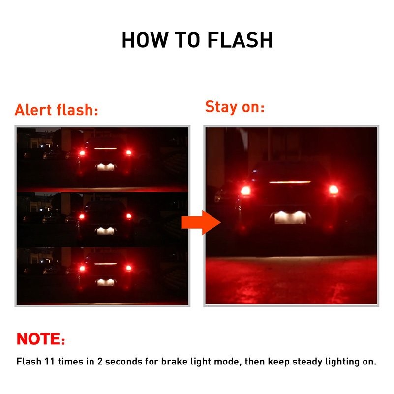 7443 7440 Red Flash Blinking Strobe Brake Stop Tail LED Light Bulbs 1~10Set