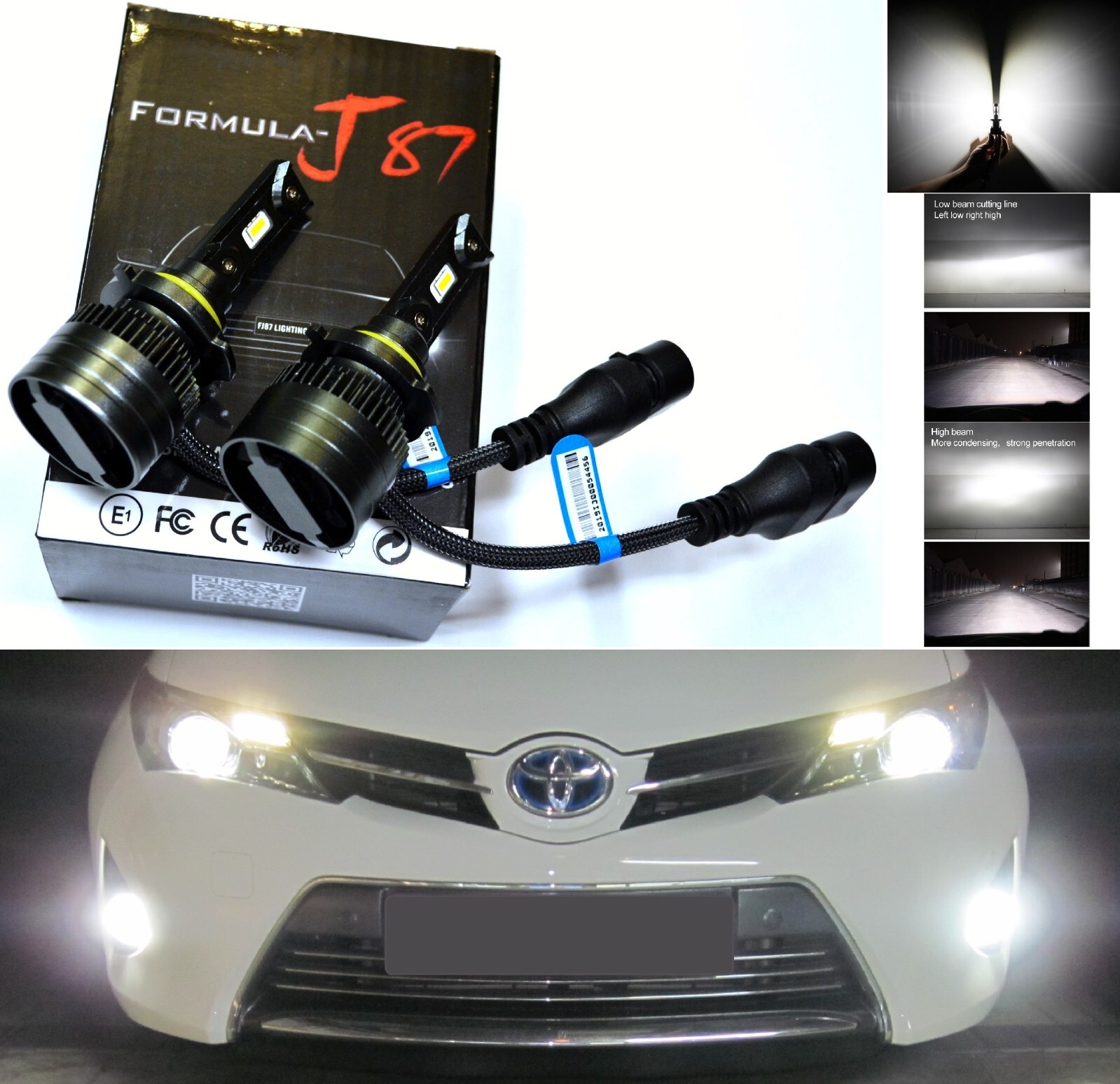 LED Kit G8 100W 9012 HIR2 5000K White Two Bulbs Headlight Dual Beam Upgrade Lamp