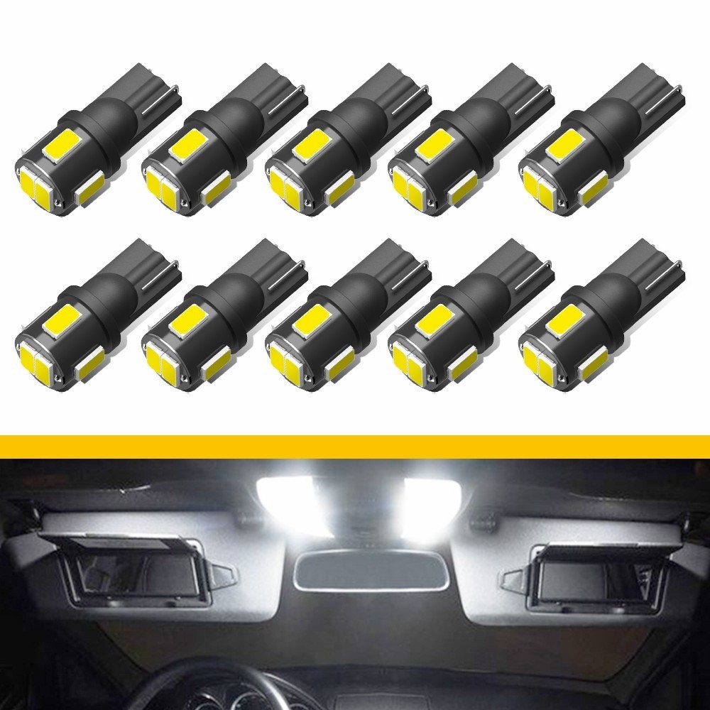 T10 5630SMD 6-LED Interior Light bulb Super White 6500K 921 194 192 168 2825 W5W