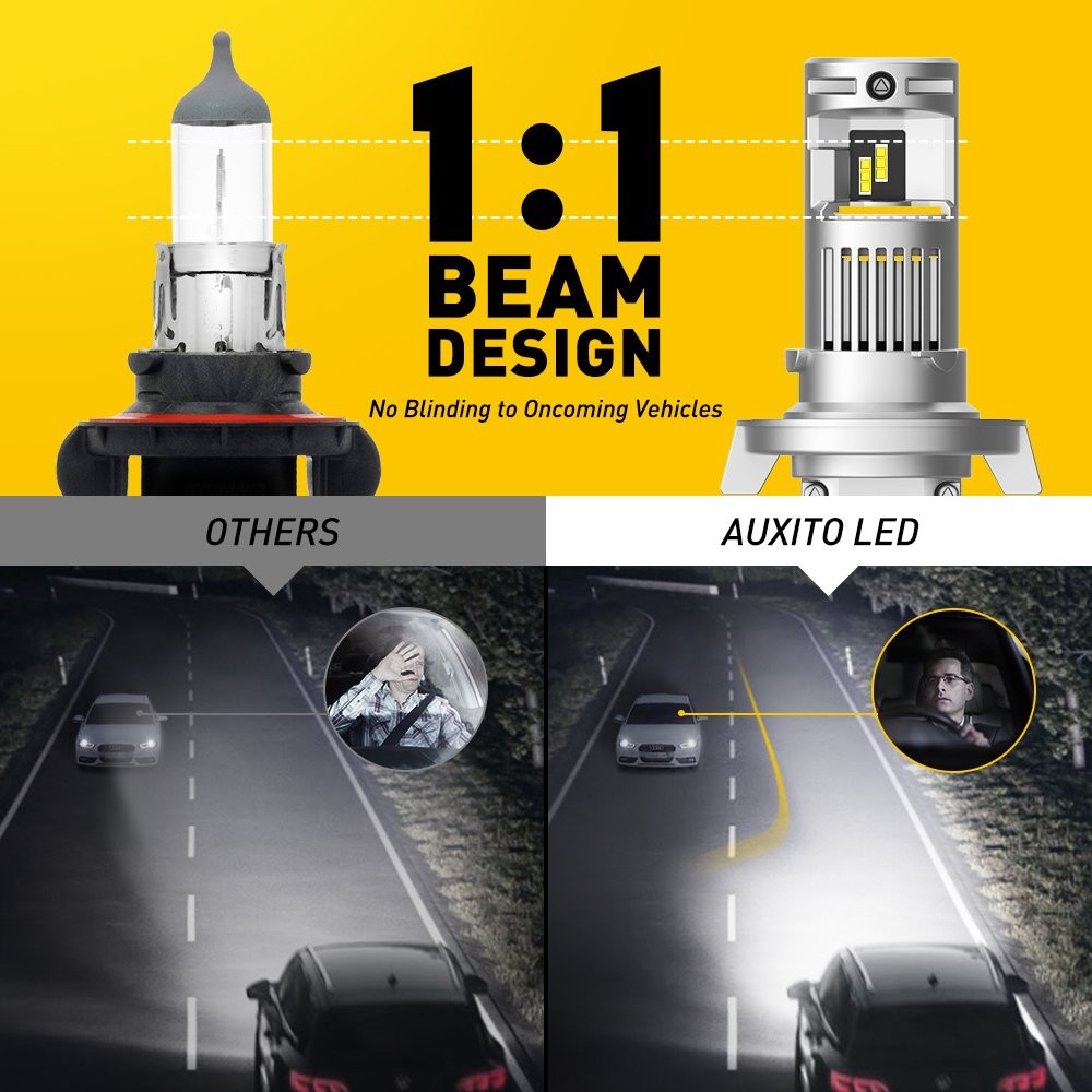 AUXITO H13 9008 White 72000LM LED Headlight Bulbs High Low Beam Canbus 2-20X