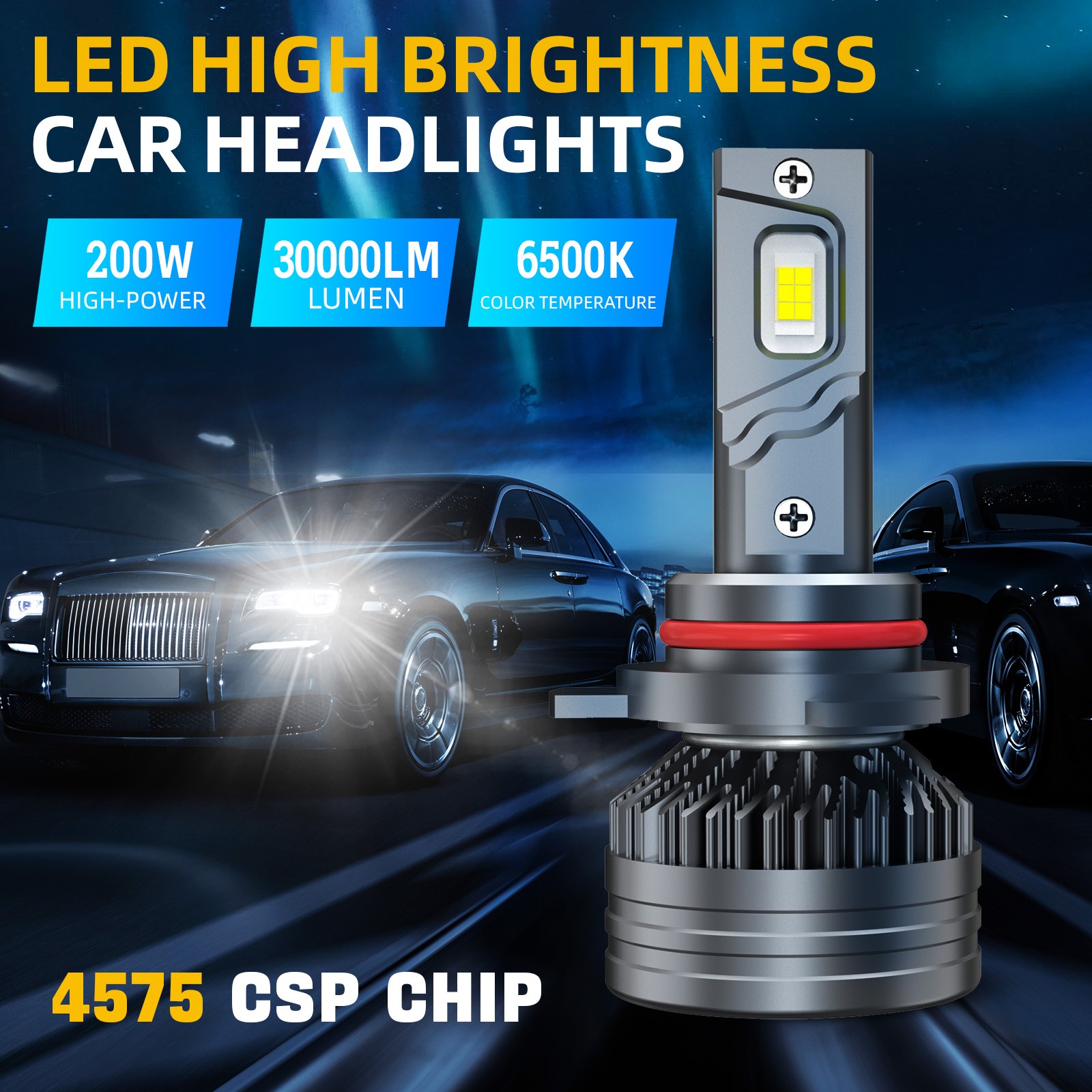 9012 HIR2 H11 Full Front LED Headlight High Low Beam Fog Light Bulbs LED White