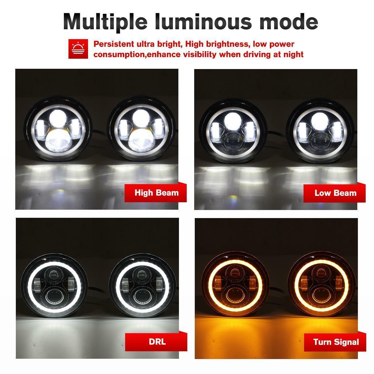 7“ LED Headlight Round Projector Hi/Lo+ 4“ Fog Light For Freightliner Coronado