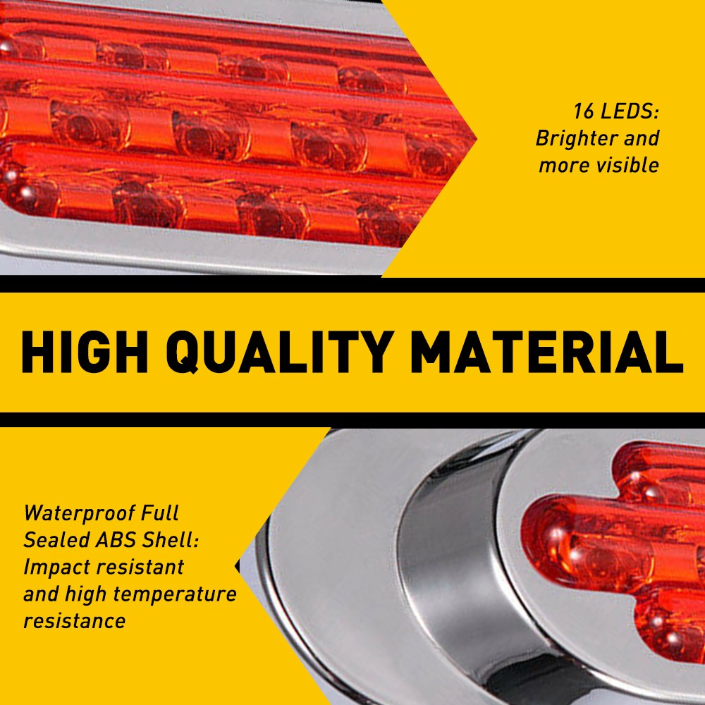 2Pcs Red LED Side Marker Lights Lamp 16-SMD For 12V RV Truck Trailer Accessories