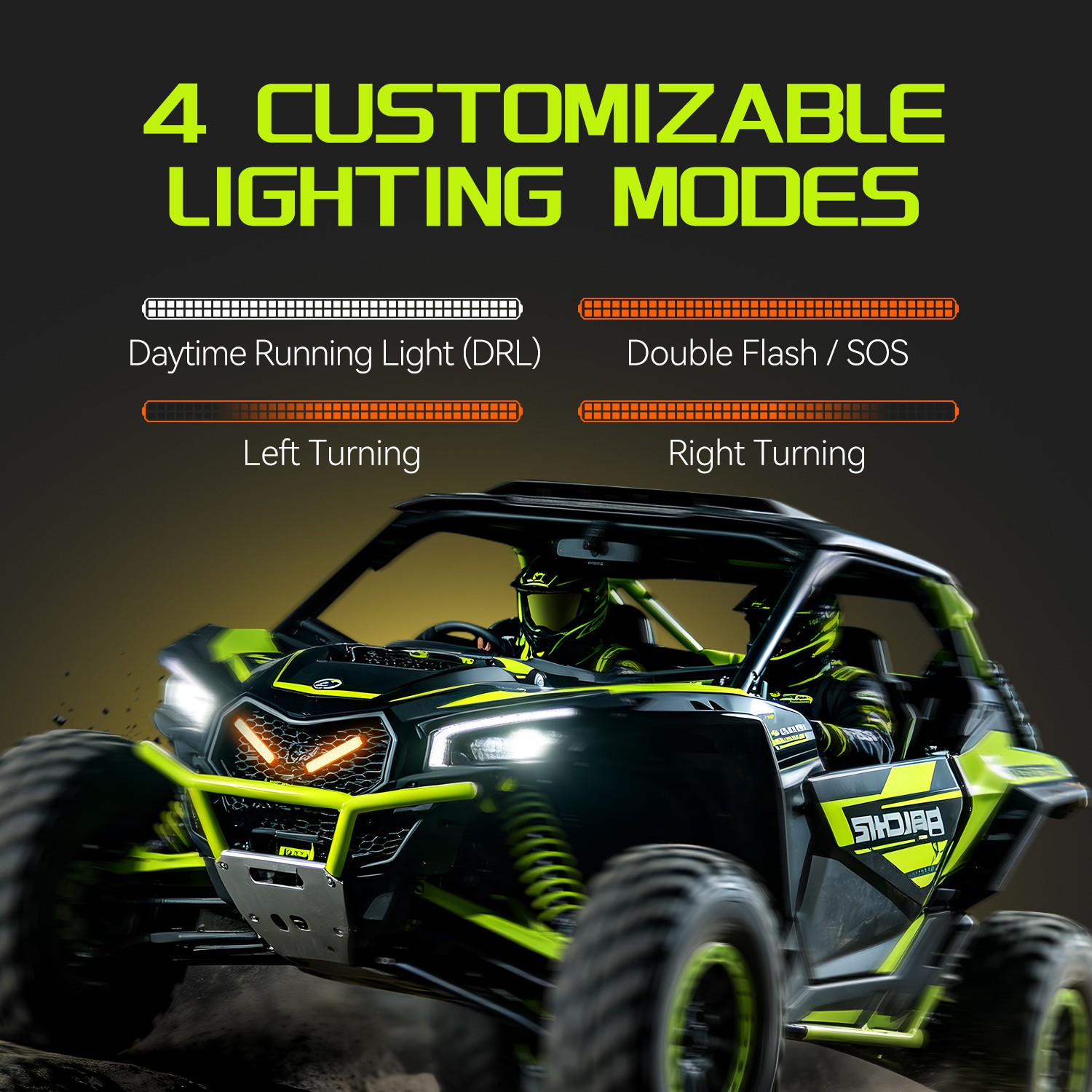 6“ 9“ 11“ 14“ White Yellow LED Car Front Grille Lights Running/Turn Signal