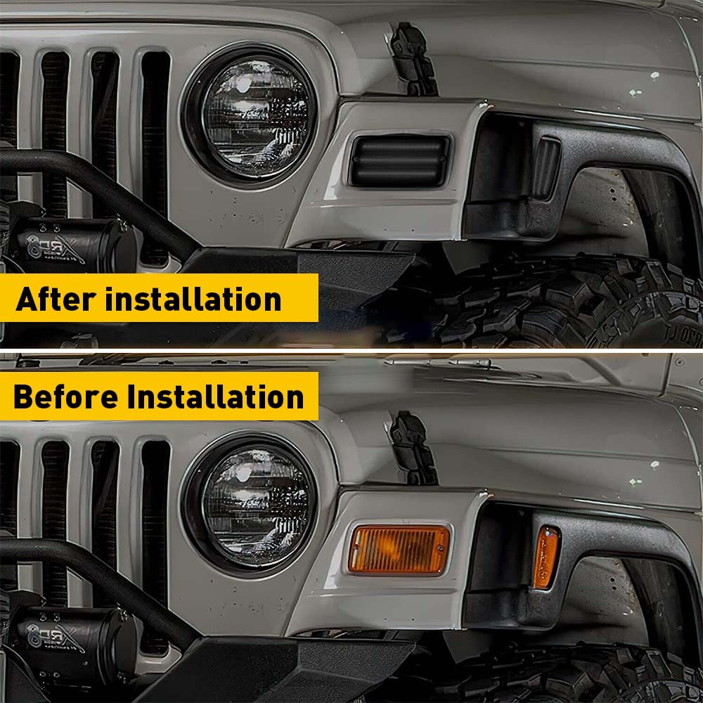 4PC Smoke Bumper Signal Fender Side Marker Lights For Jeep 1997-2006 Wrangler TJ