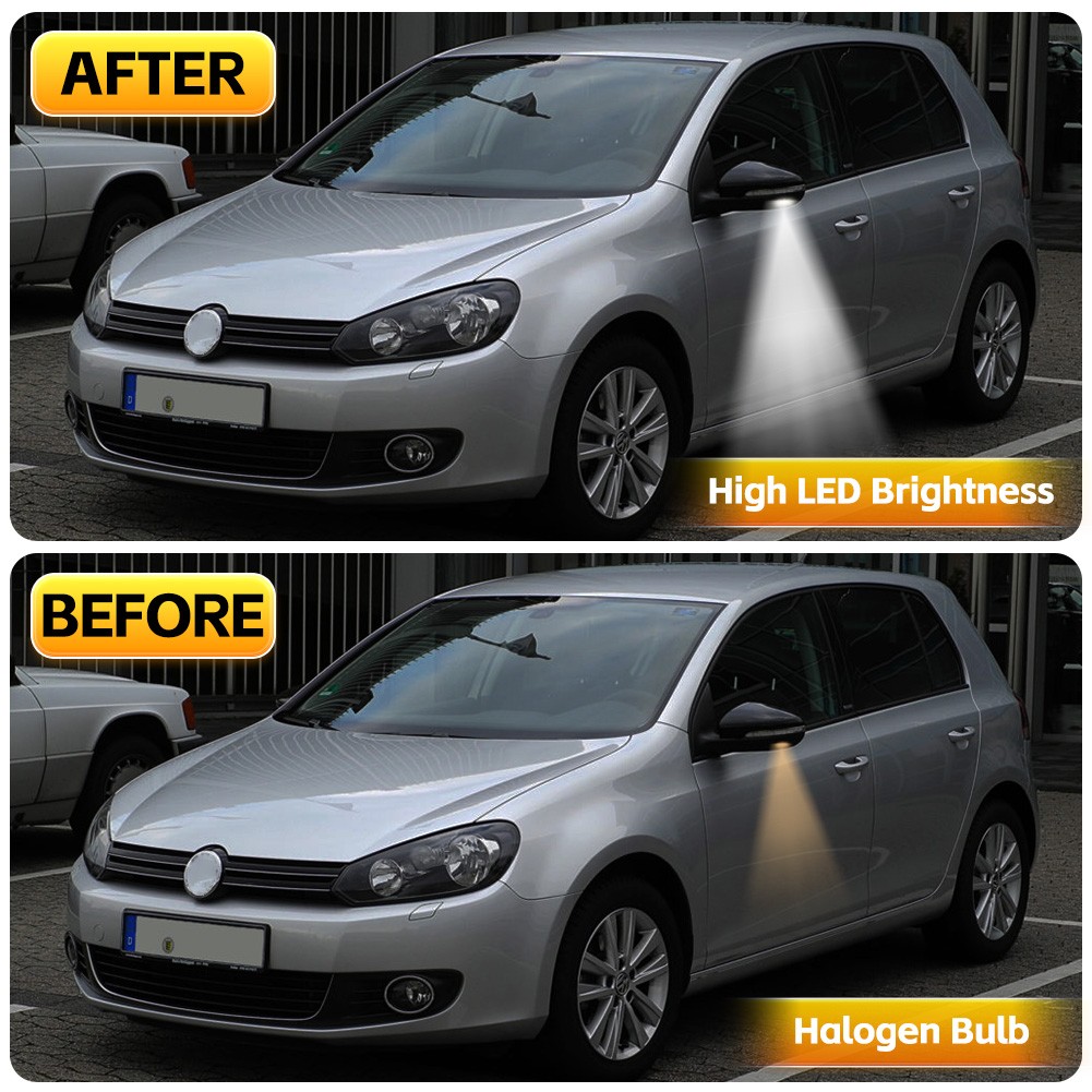 2Pcs For Volkswagen MK6 Golf GTi 2008-2014 LED Under Mirror Side Puddle Lights