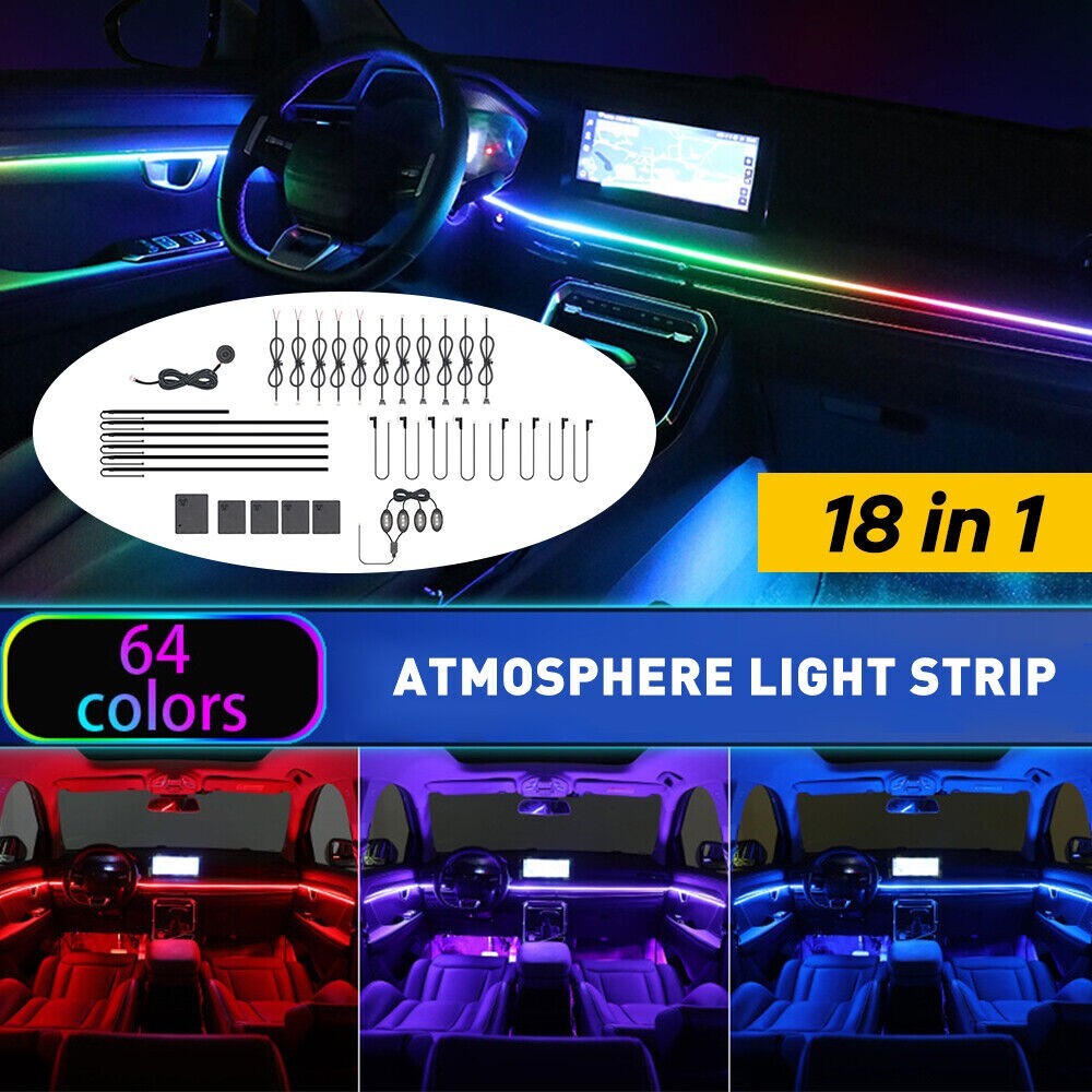 LED Atmosphere Ambient Light Strip RGB Symphony Car Interior LED Acrylic APP Kit