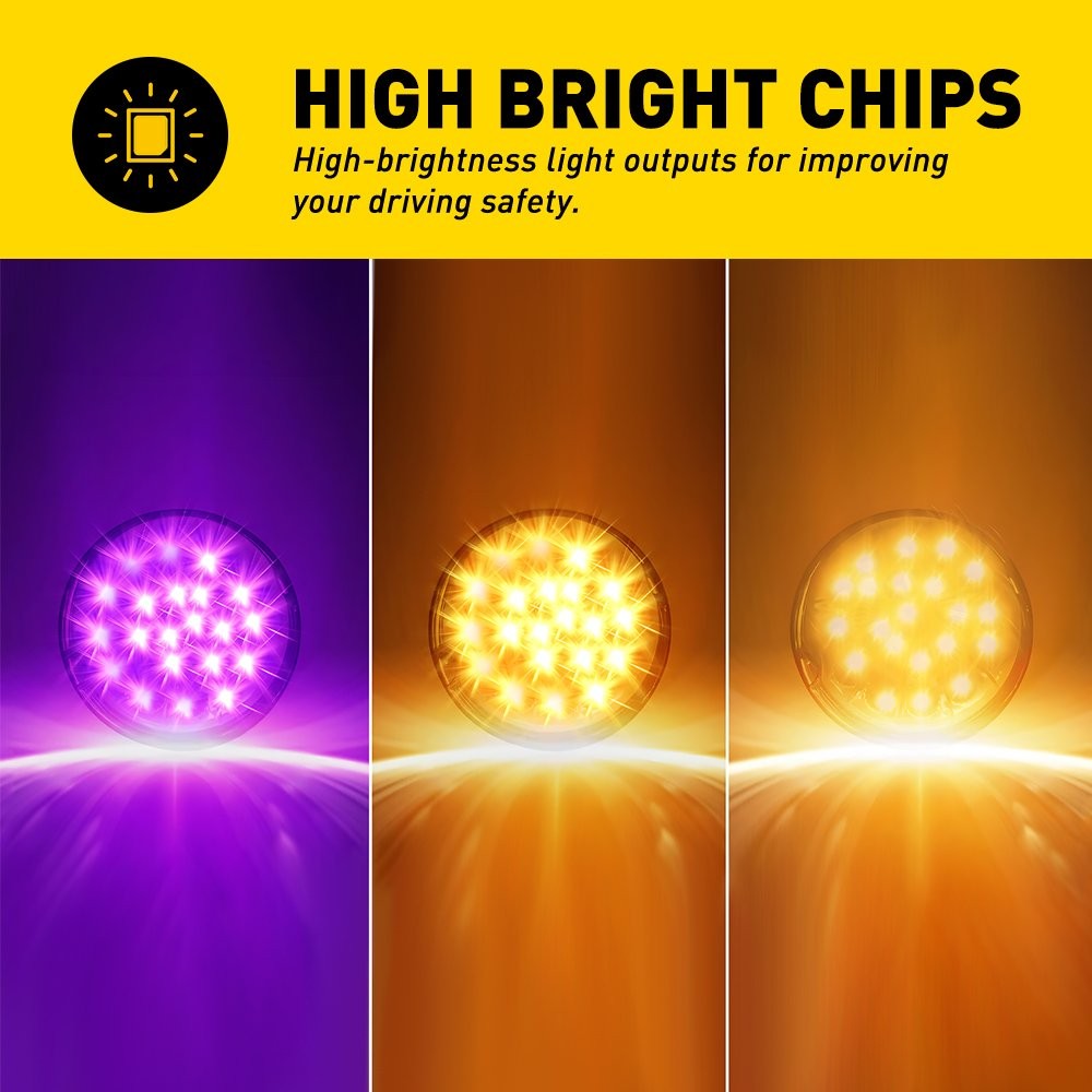 4X 17-LED Dual Colors Amber Purple Watermelon Lights Turn Signal For Trucks EPY
