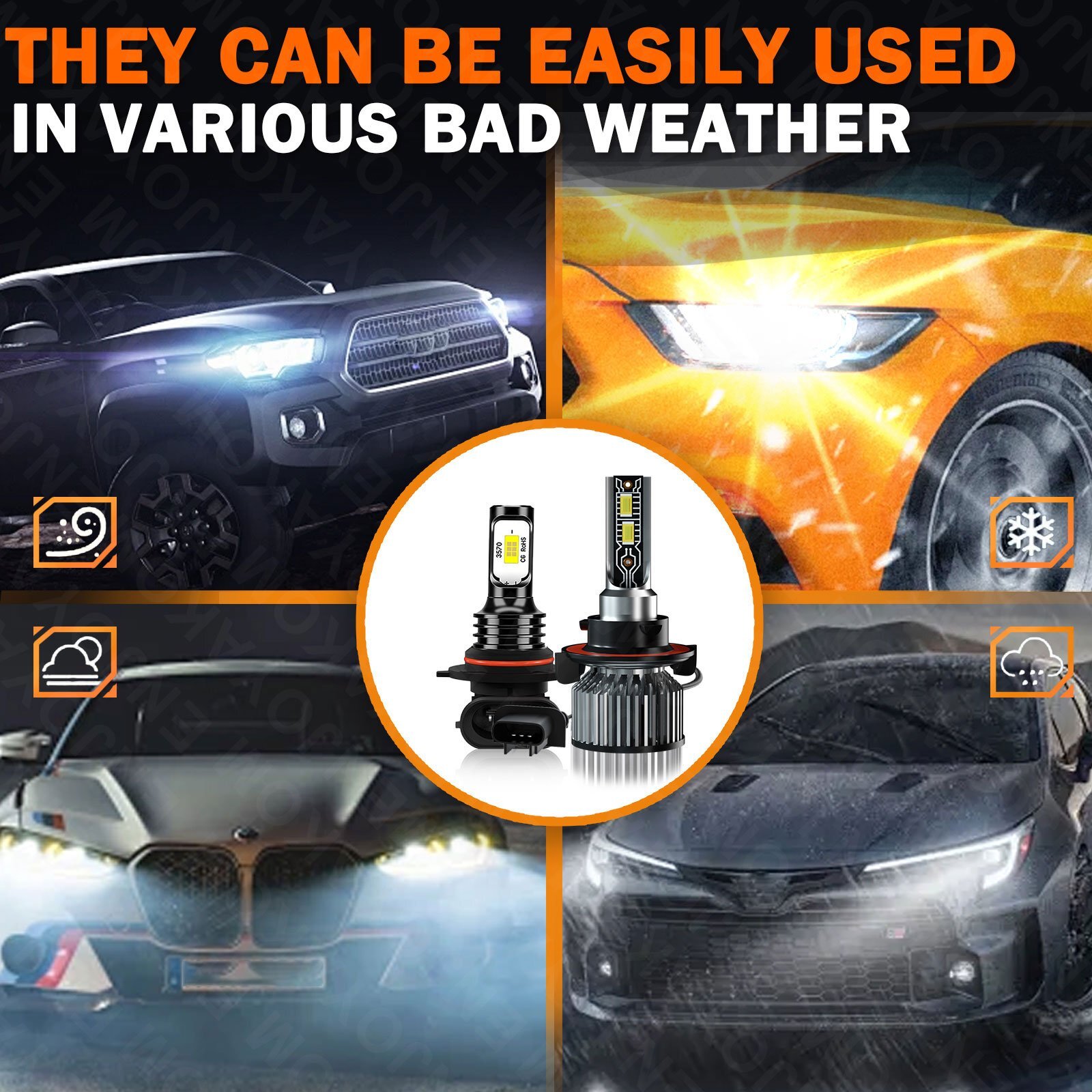 4X For Ford F-150 2004-2014 Front LED Headlight Hi Lo Beam Fog Light Bulb 12000K