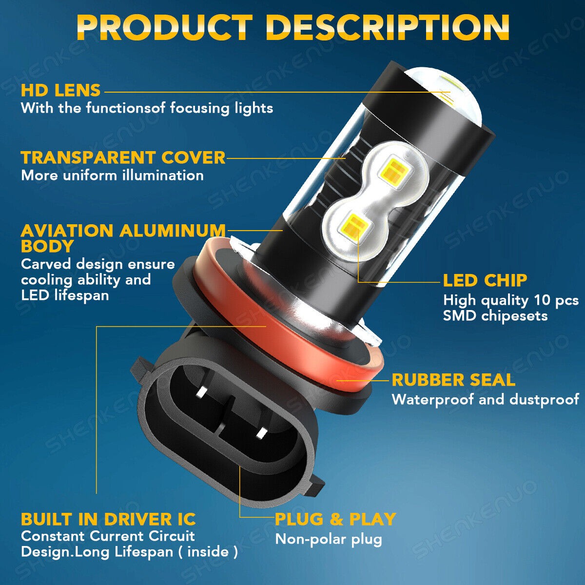 For BMW 528i 535i 550i 2008-2010 LED Headlight Hi&Low Fog Light Bulbs Combo M11