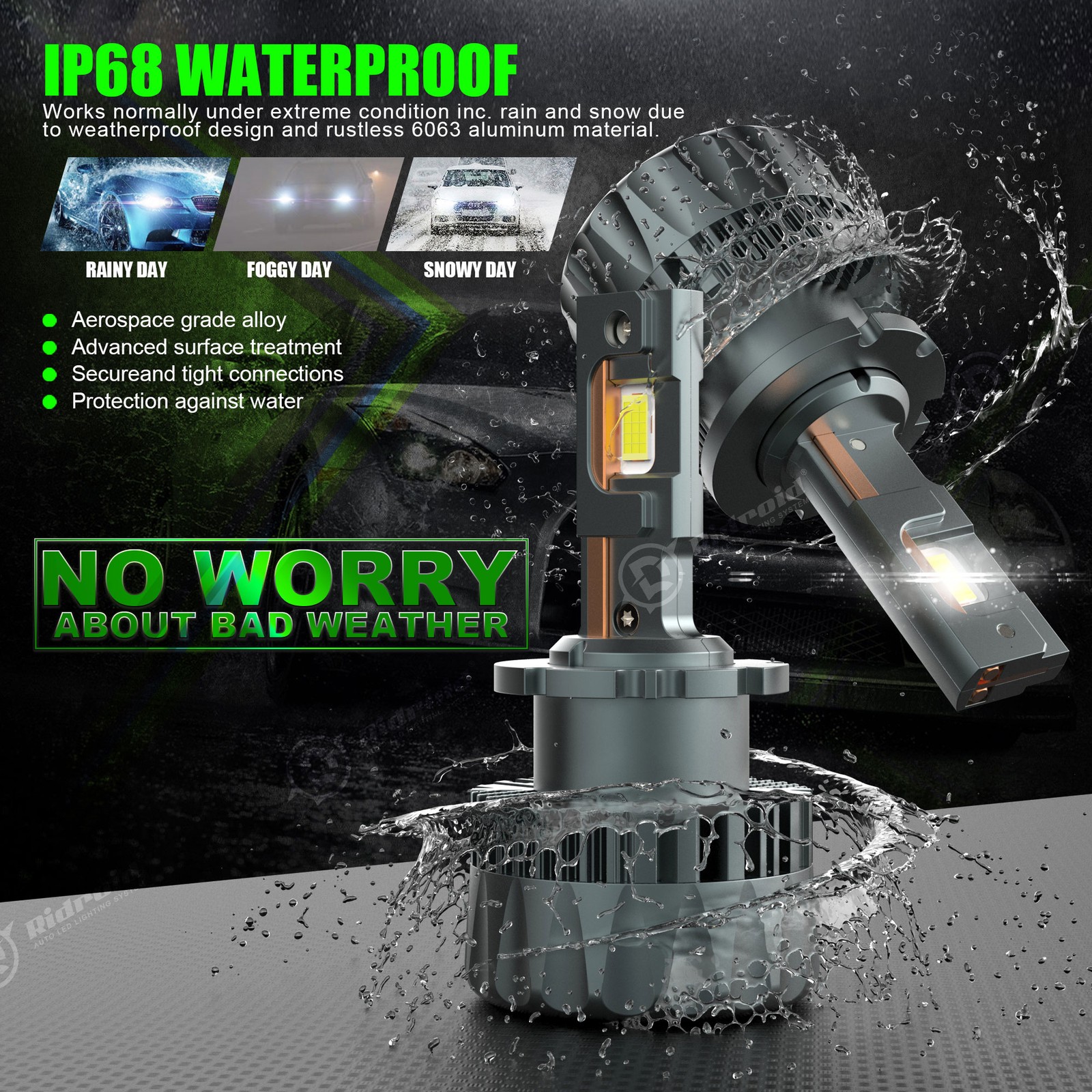 6500K/set D2S D2C D2R D2H LED Headlight Bulbs High Low Beam Super Bright Pair