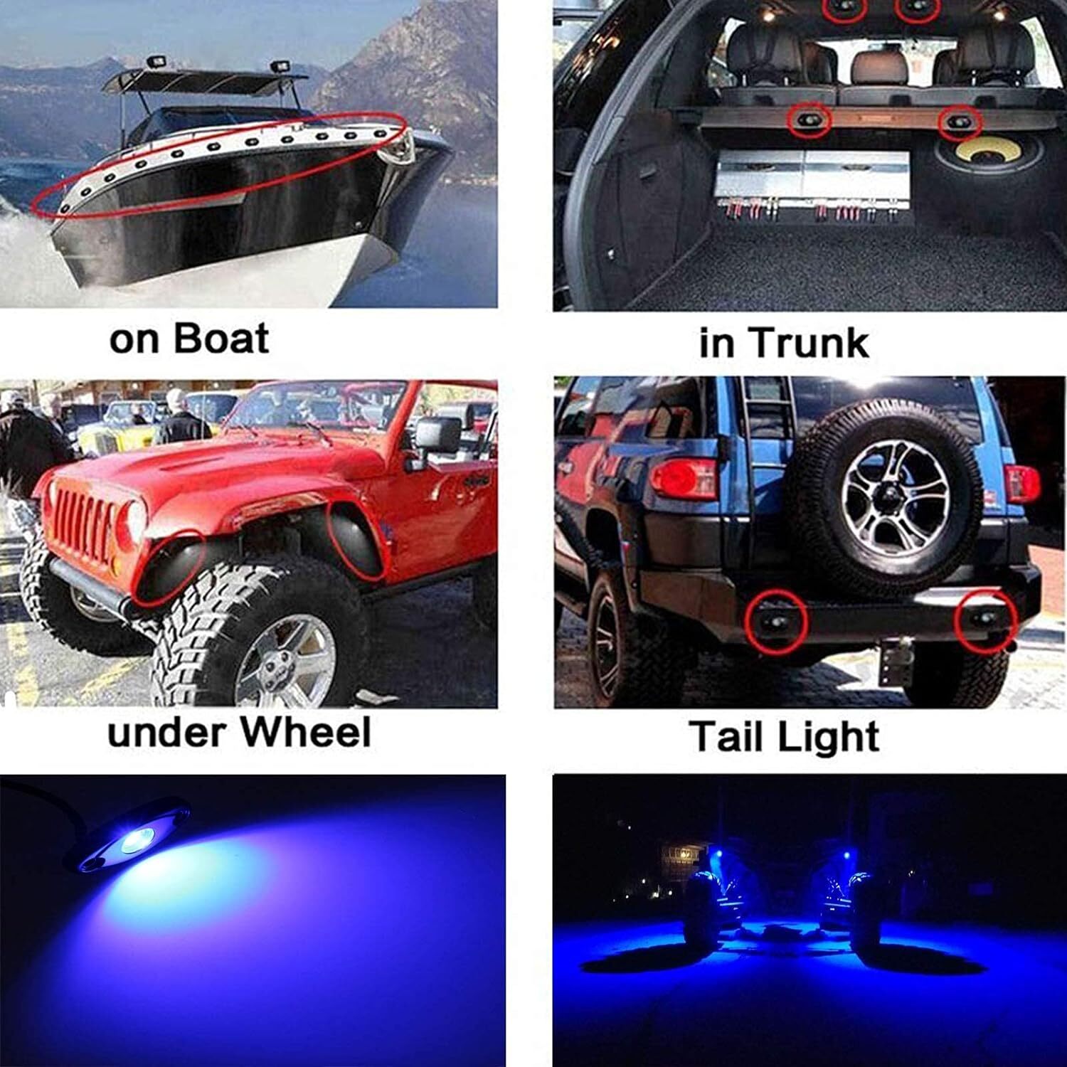 4 Pods Blue LED Rock Light Lights Fit Jeep Off Road Truck Car ATV Under Body