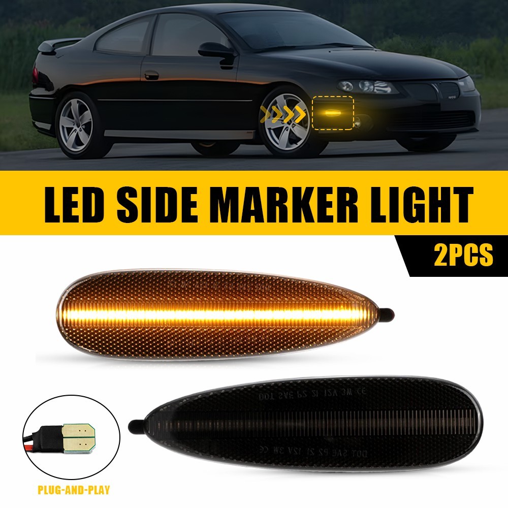 2 Front Left Right Smoke LED Amber Side Marker Lights For 2004-2006 Pontiac GTO