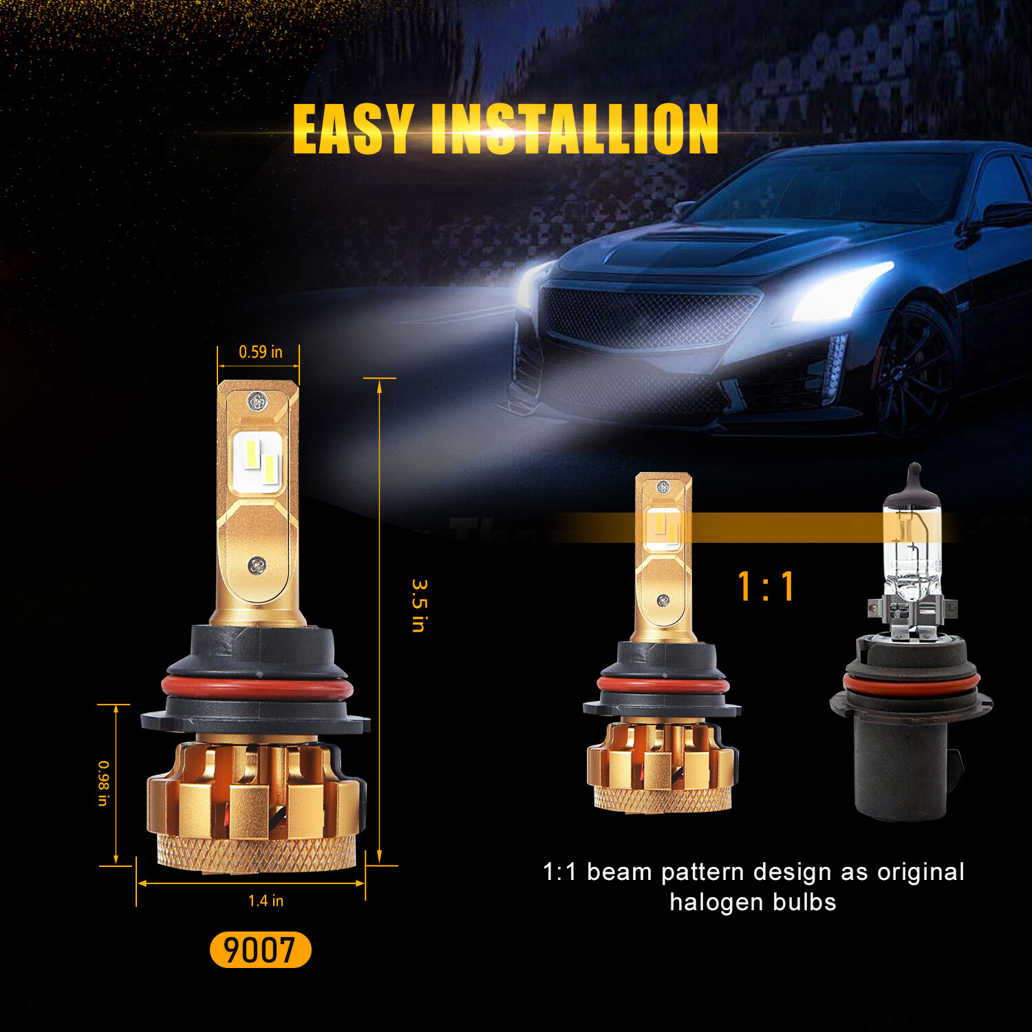 AUXBEAM 9007 Canbus LED Headlight Bulbs Conversion Kit High Low Beam Super White