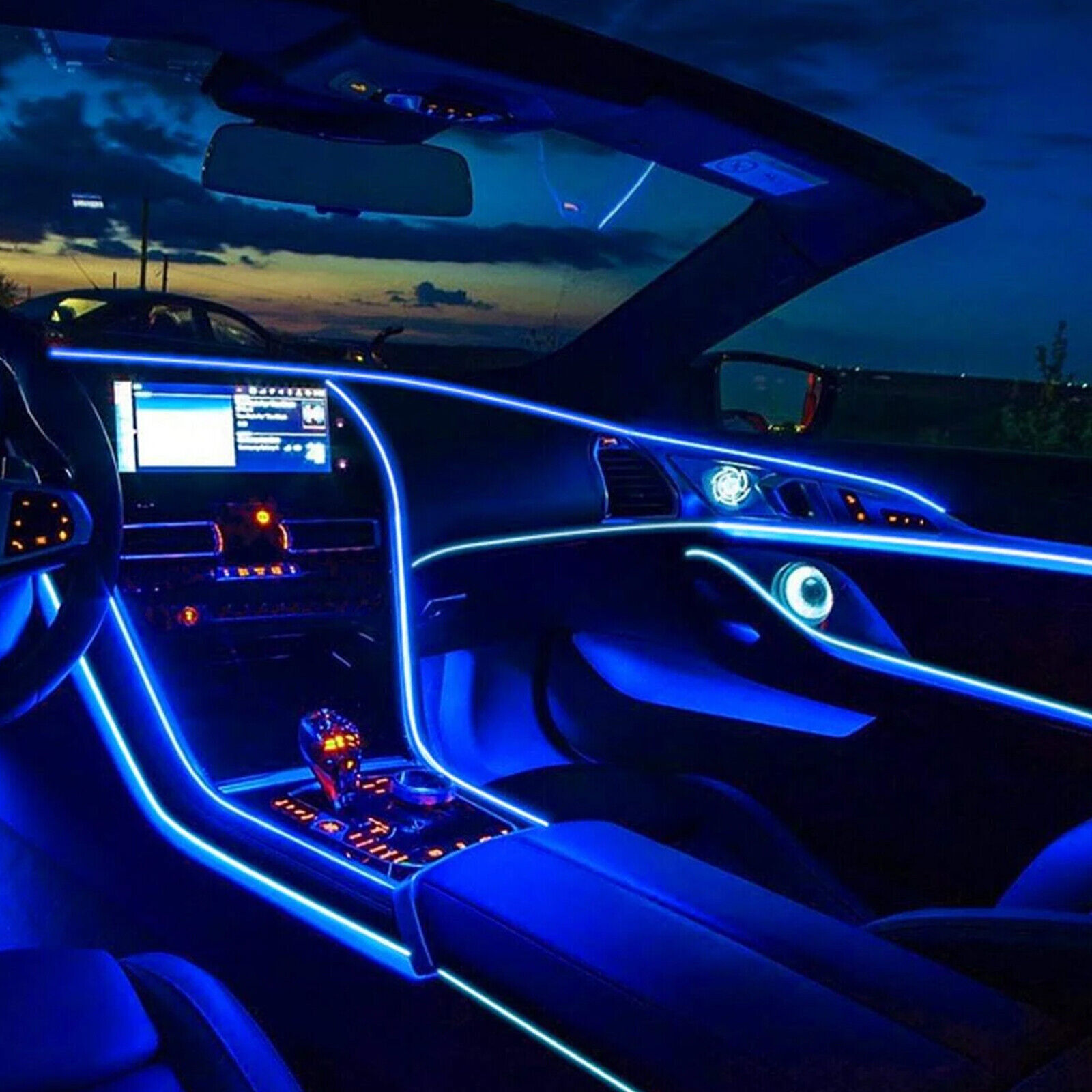 RGB 8 in 1 Interior Car LED Strip Lights Car Neon Accent Lighting Kit
