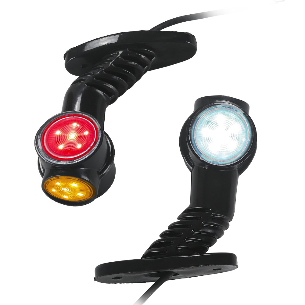 2PCS LED SIDE OUTLINE STALK MARKER LIGHTS LAMP 12V White Red TRAILER TRUCK CARAV