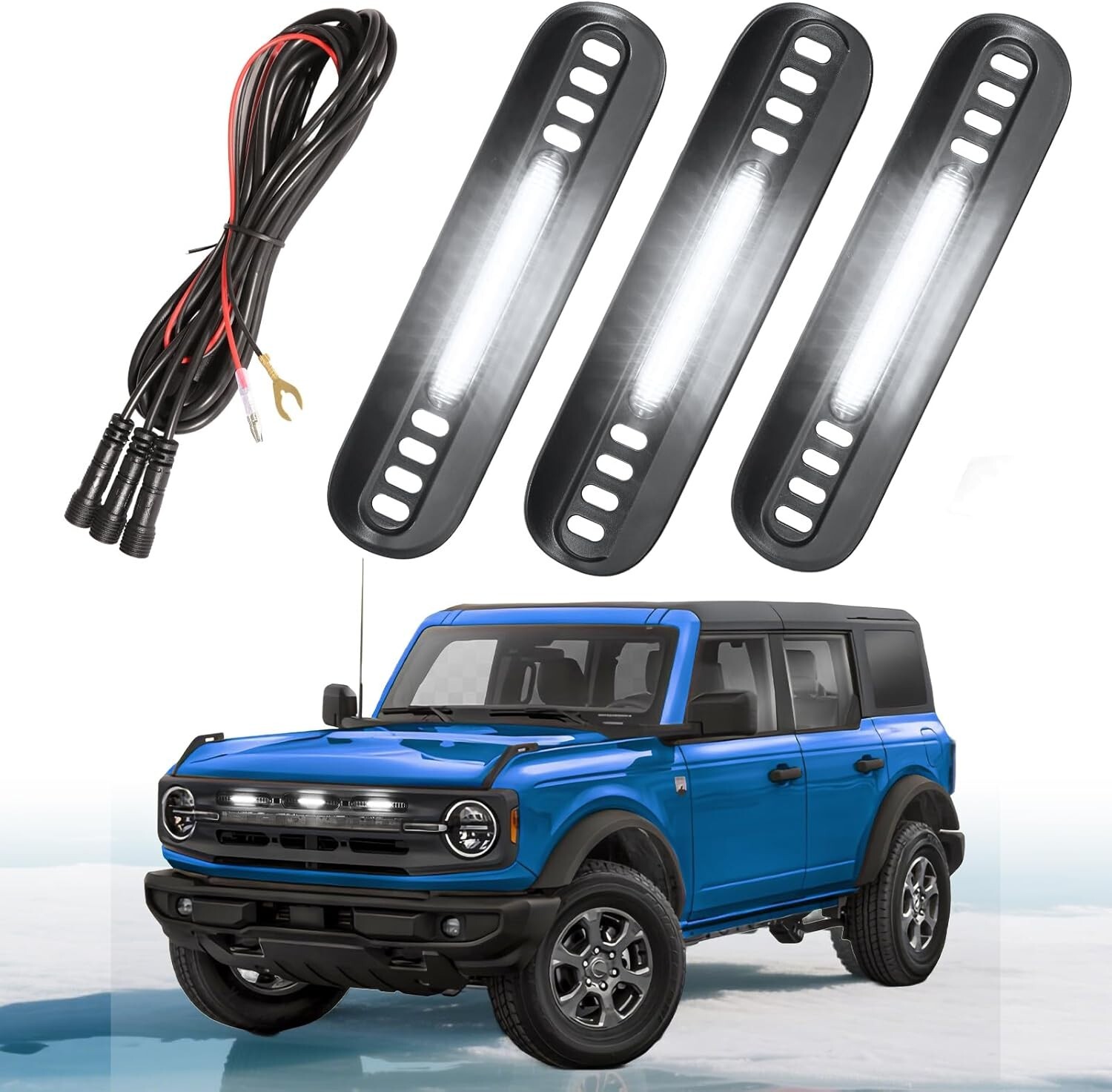 LED Grille Lights for 2021-2024 Ford Bronco Big Bend Outer Bank Accessories